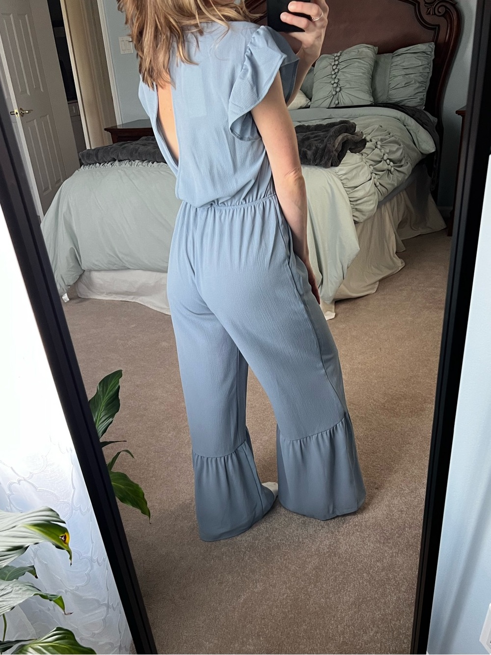 NWT Monteau Ruffle Jumpsuit, Light Blue, Size Medium